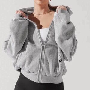 POPFLEX Active Women’s Zip Cloud Hoodie in Grey Size S/M Loungewear Activewear